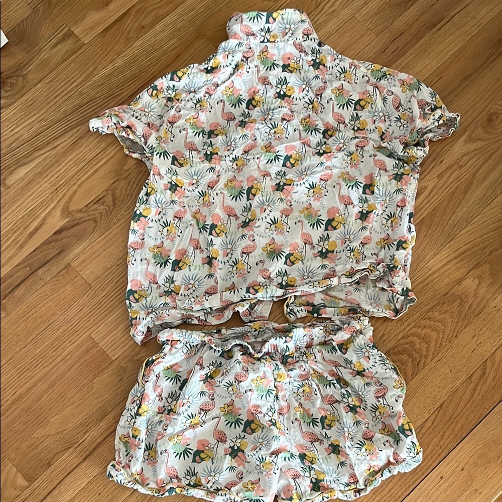 Floral Flamingo Print Pajama Set - Picture 2 of 3